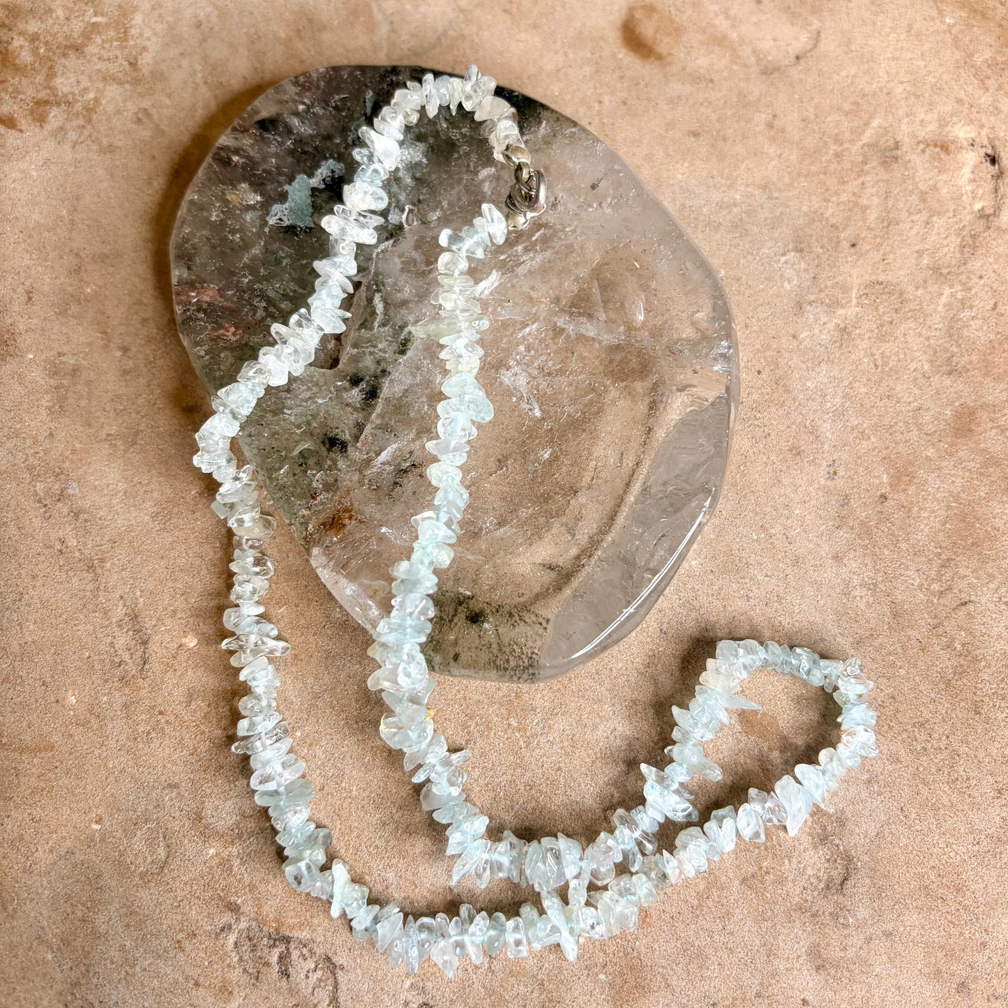 Aquamarine Crystal Chip Necklace 18"