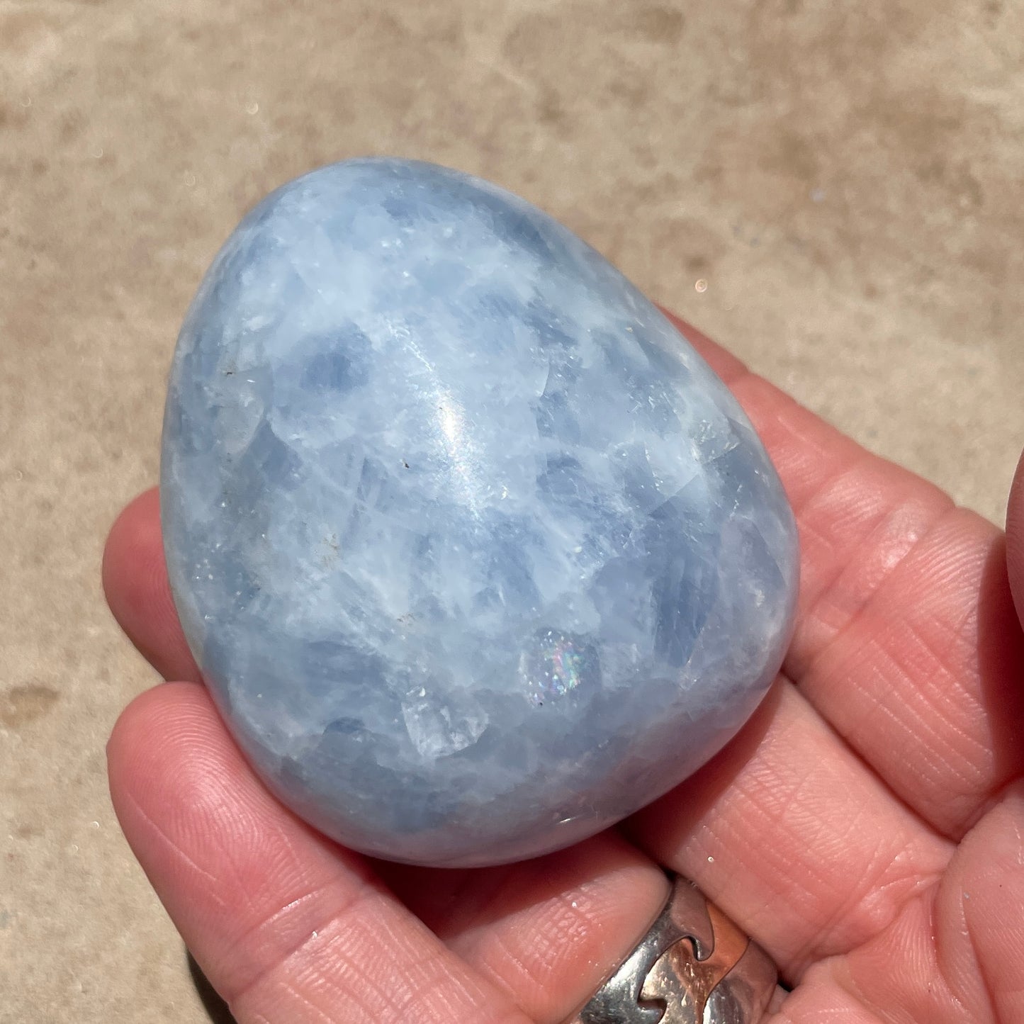 Blue Calcite Palm stone 4CM