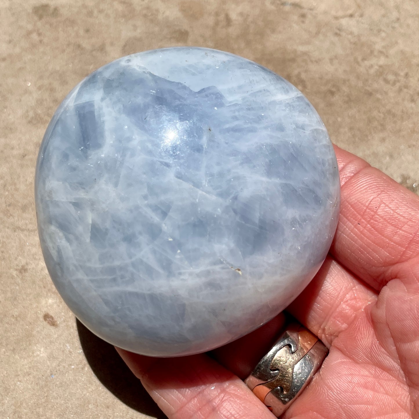 Blue Calcite Palm stone 6CM
