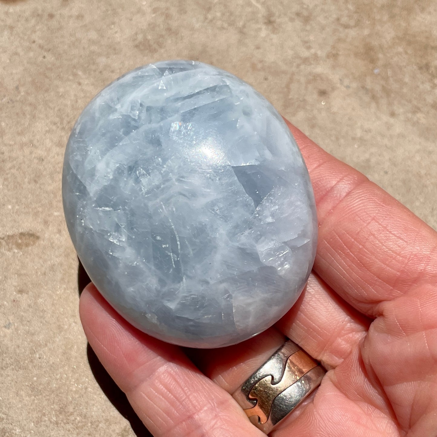 Blue Calcite Palm stone 5.5CM