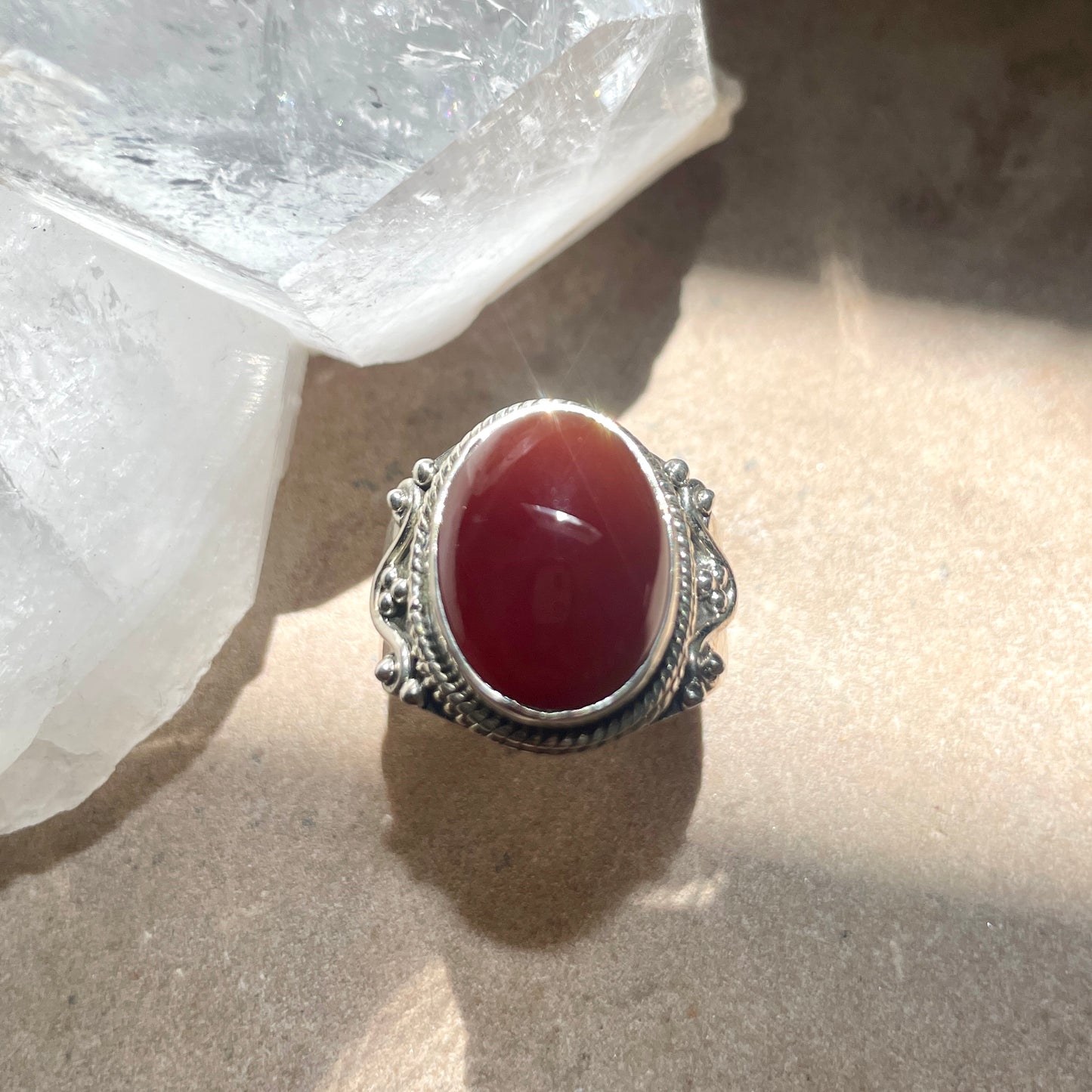 Carnelian ring | 925 Silver | Size 8