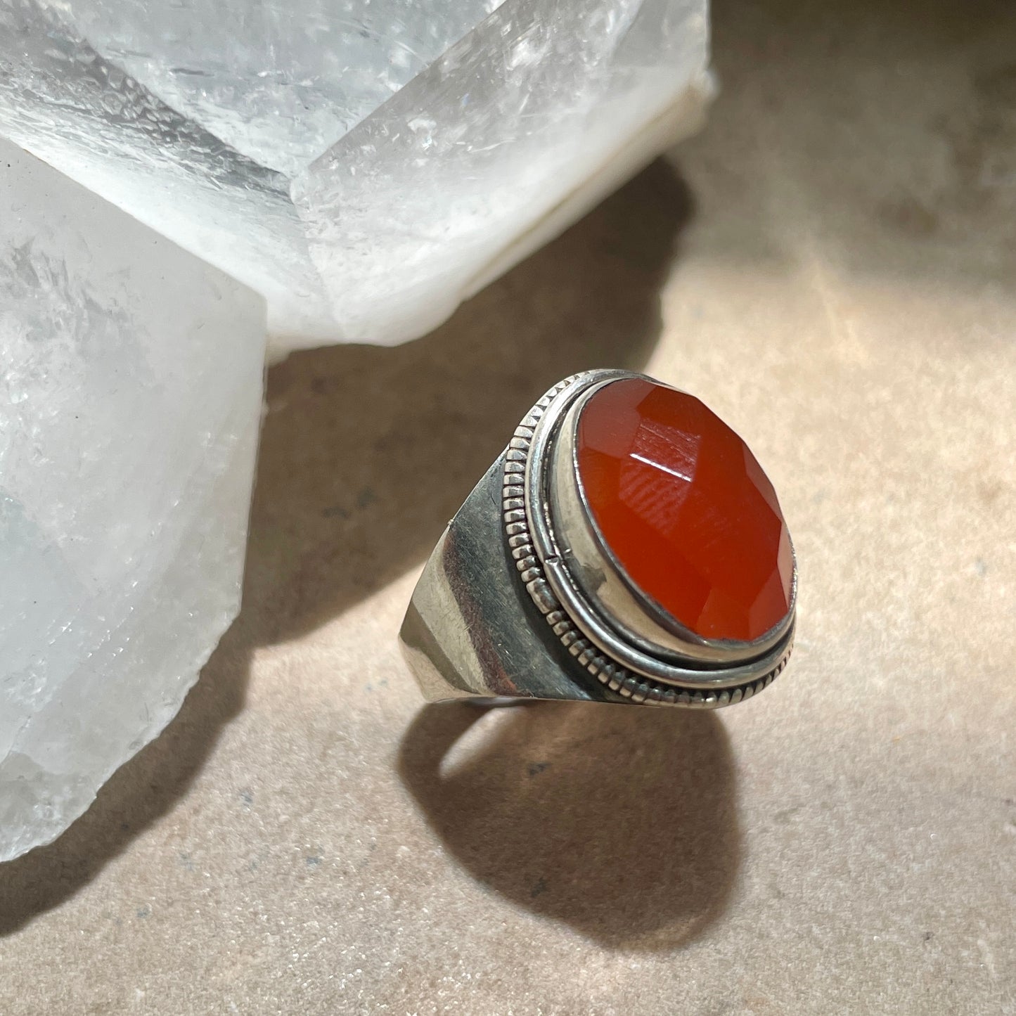 Carnelian ring | 925 Silver | Size 6.5