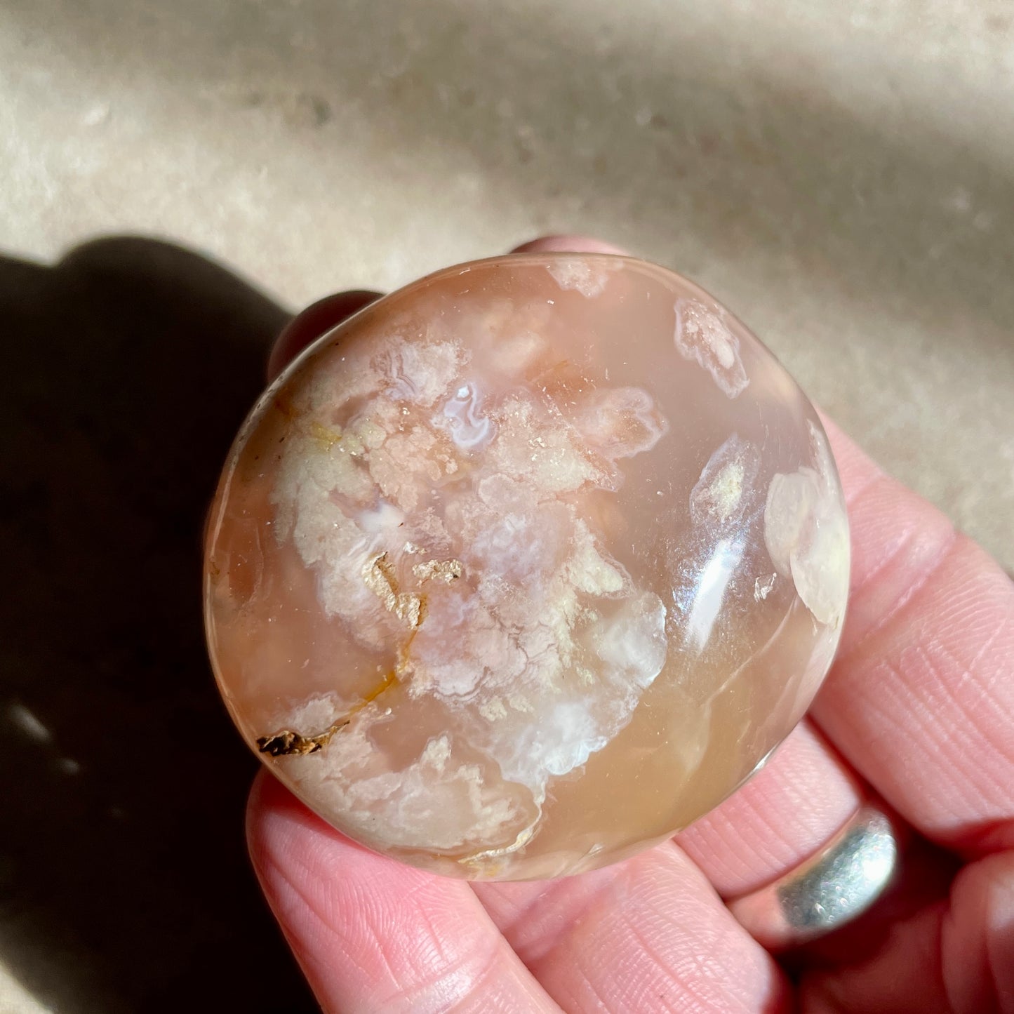 Flower Agate Palmstone 5CM