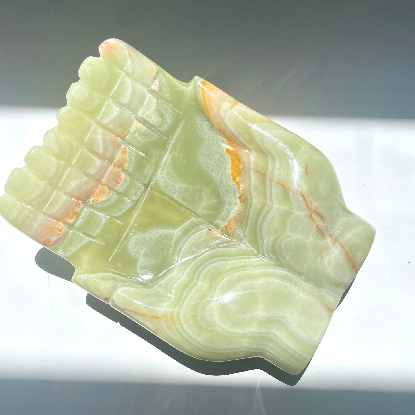 Green Onyx Offering hands bowl - LG