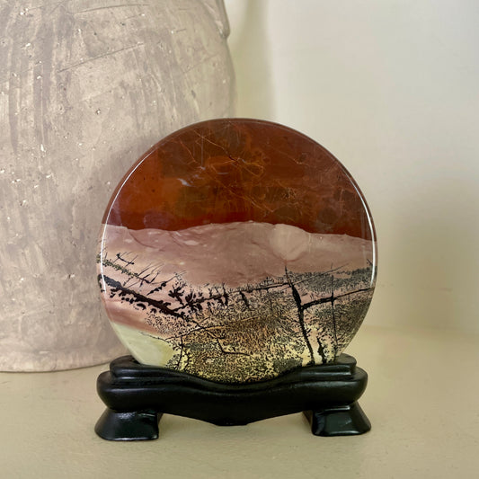 Picture Jasper Disk on Stand 10CM