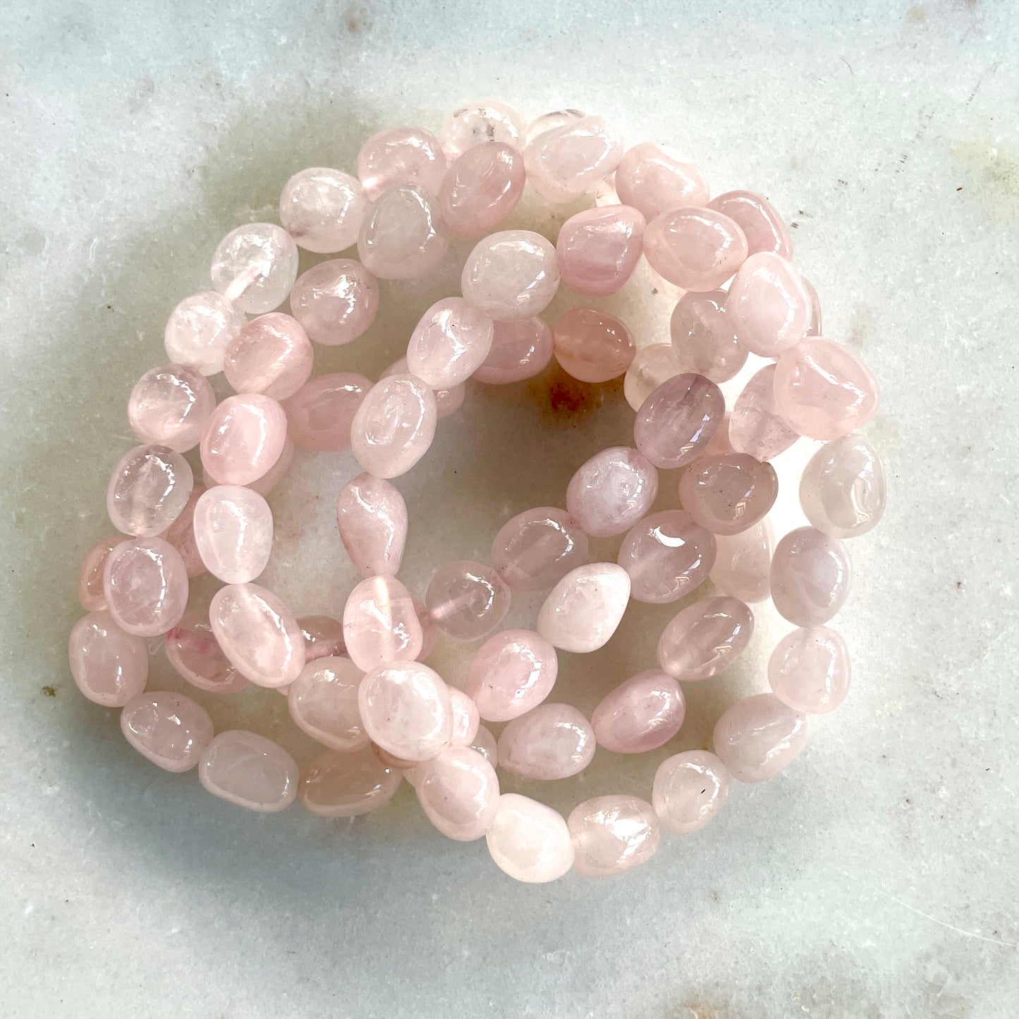 Rose Quartz tumbled stone bracelet