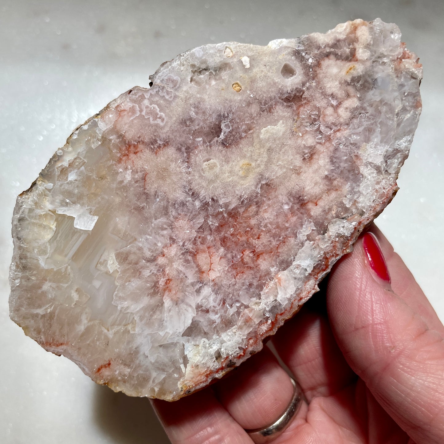 Flower Agate with Pink Amethyst slice 10CM