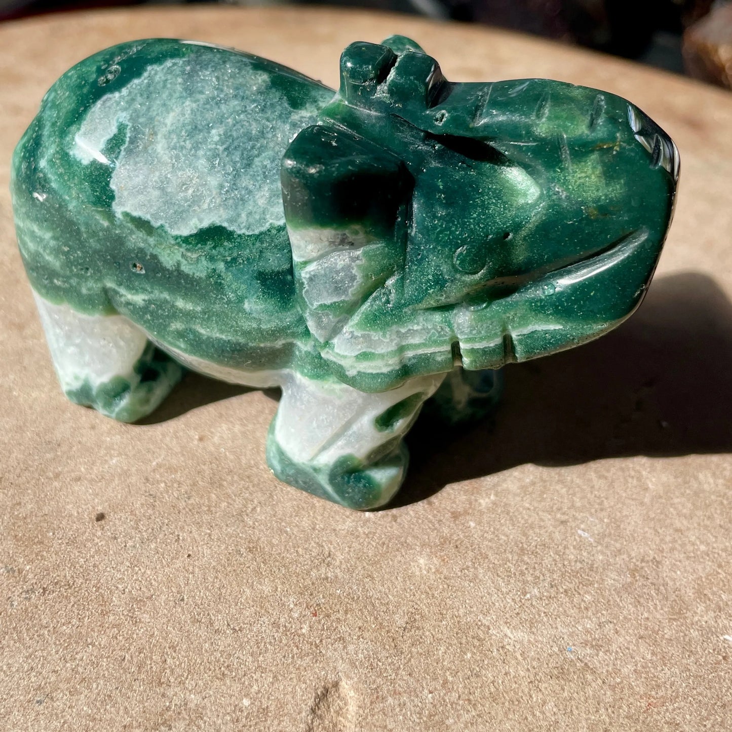 Moss Agate Elephant MED