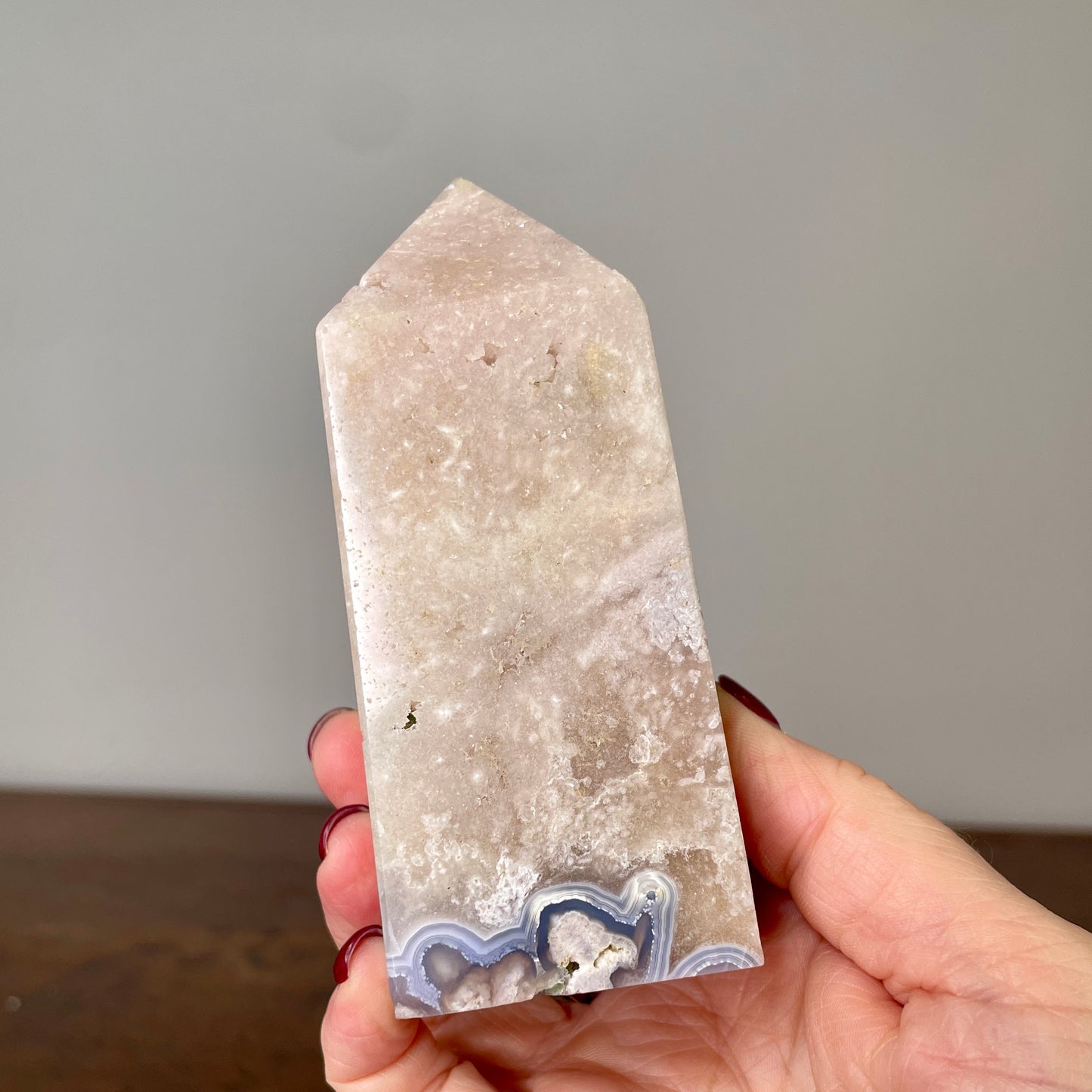 Pink Amethyst Tower with blue agate 11.5cm