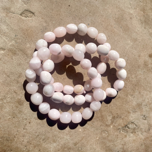 Pink Mangano Calcite Tumbled Stone Bracelet