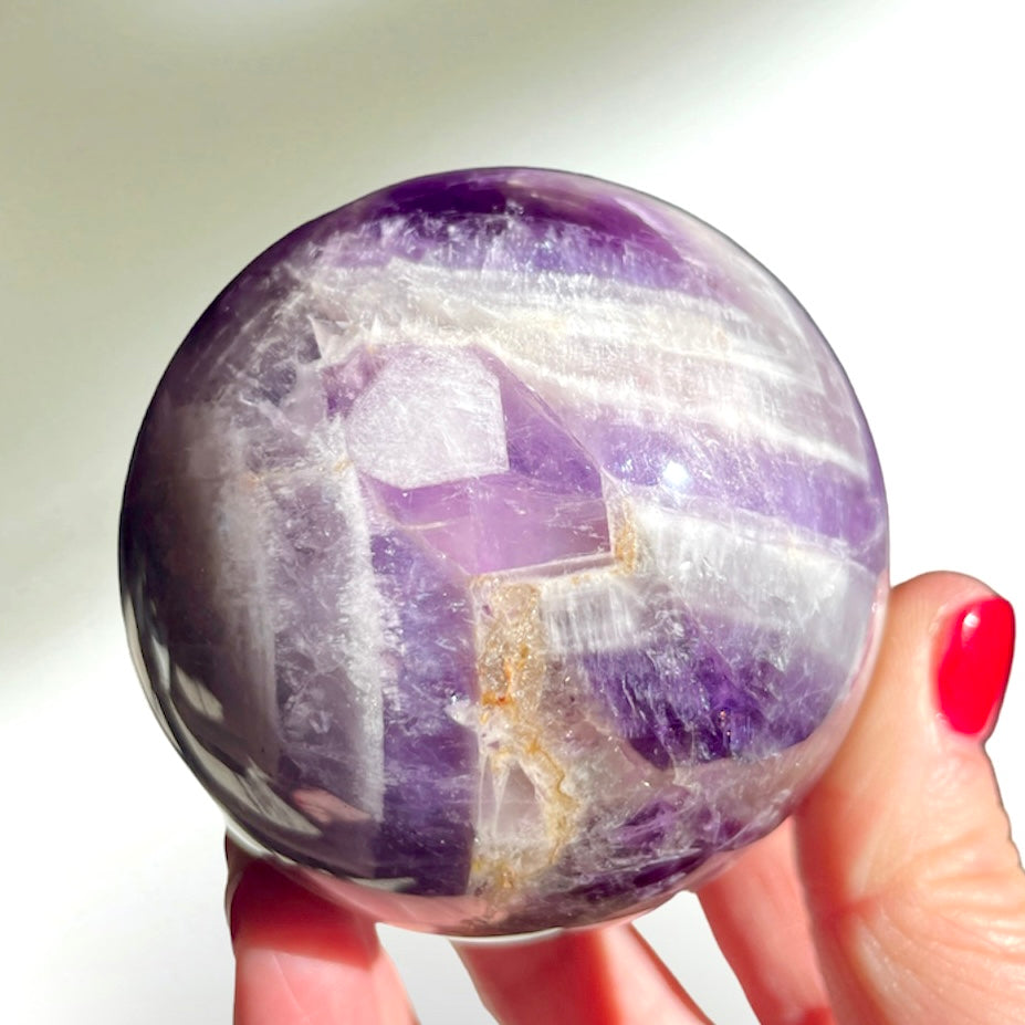 Chevron Amethyst Sphere 6.5CM