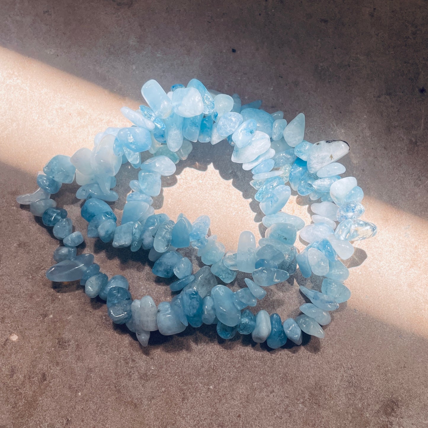 Aquamarine chip bracelet