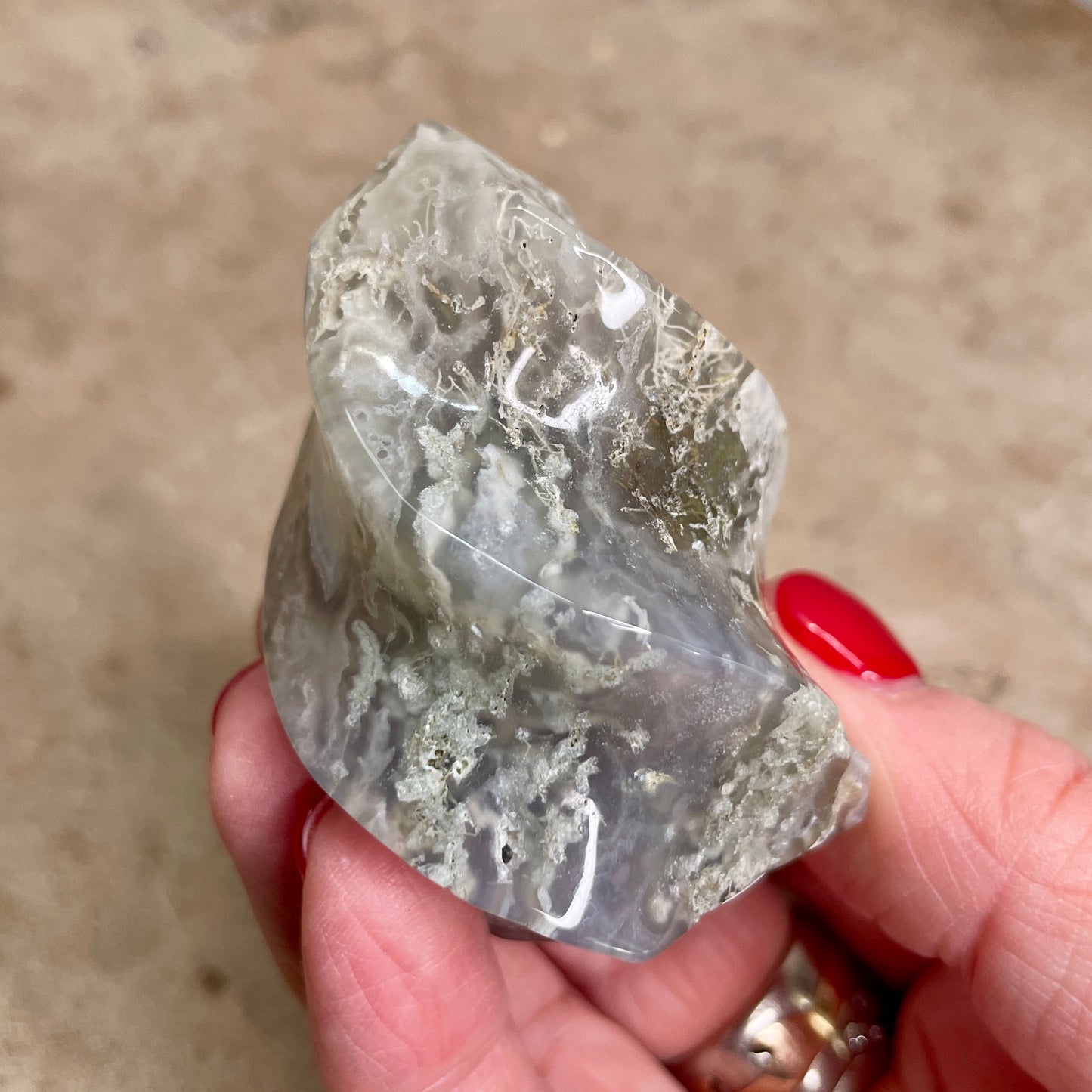 Moss Agate Quartz flame 6CM