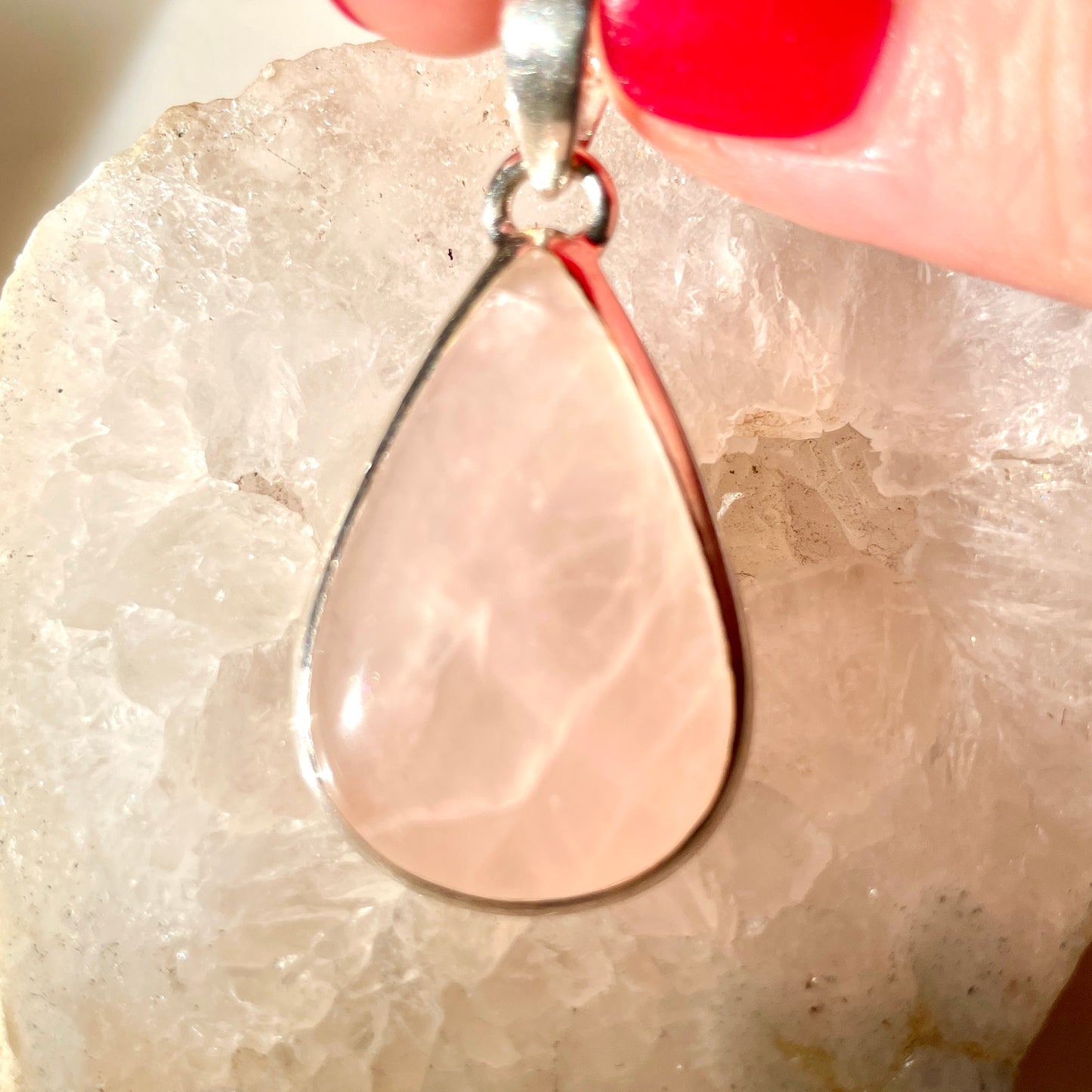 Rose Quartz Pendant - 925 Stirling Silver