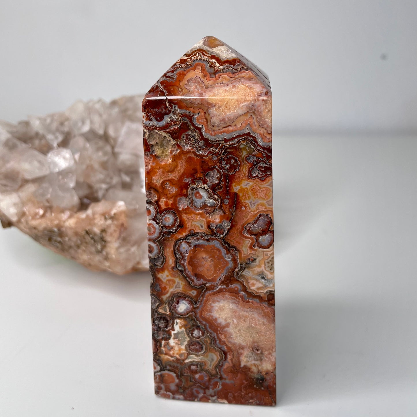 Pink crazy lace agate Tower - 12cm