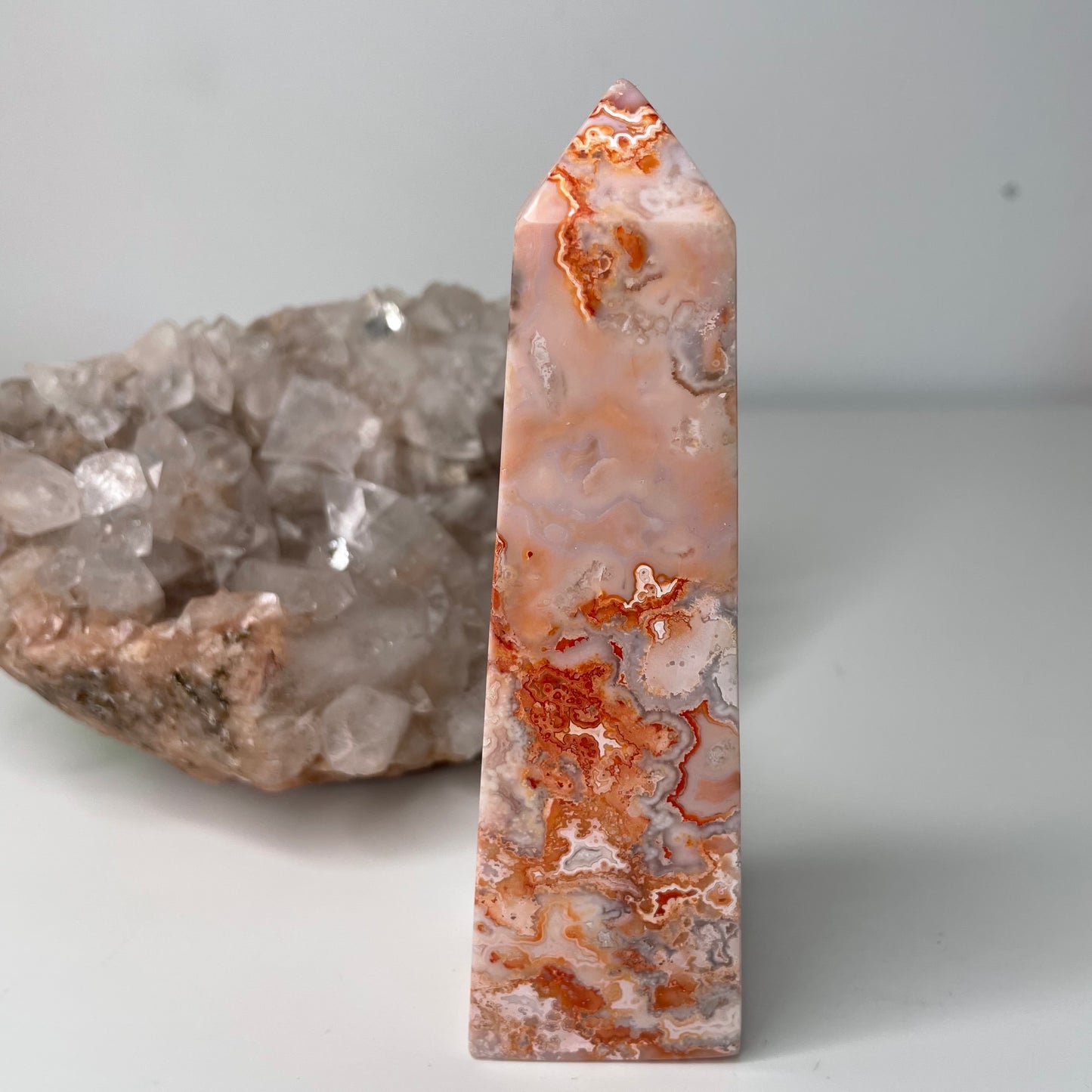 Pink crazy lace agate Tower - 13cm