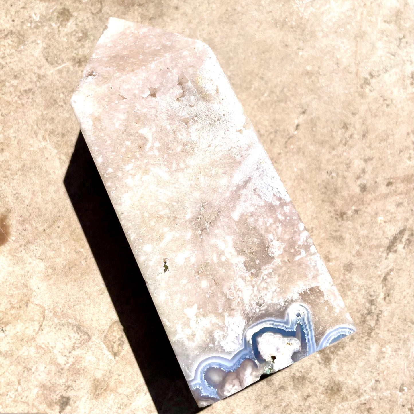 Pink Amethyst Tower with blue Agate 11.5cm