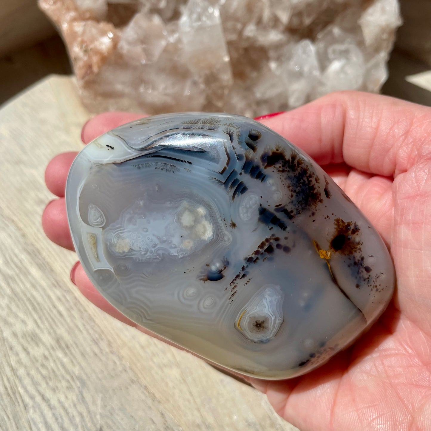 Dendritic Agate palm stone