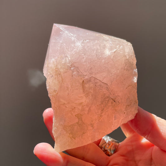Rose Quartz point - polished top raw base