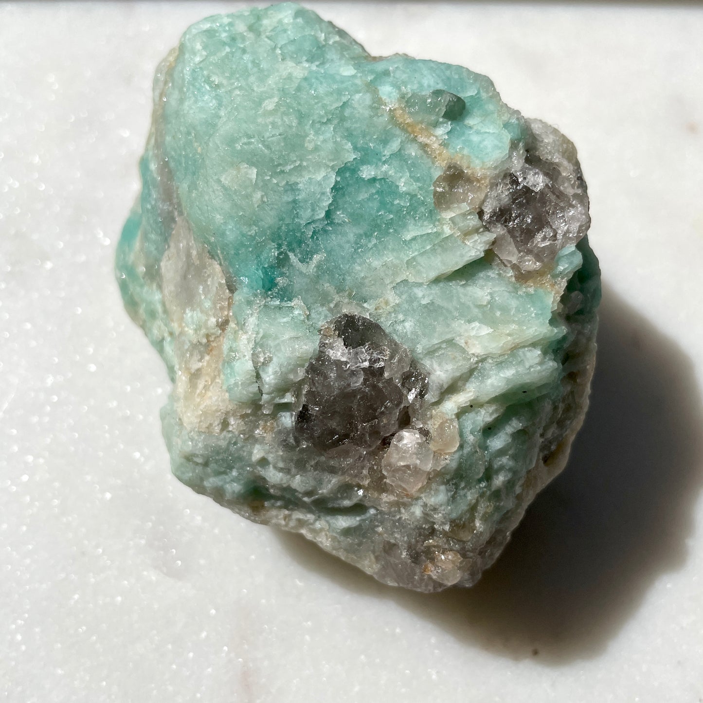 Amazonite Rough with Smokey Quartz and Tourmaline