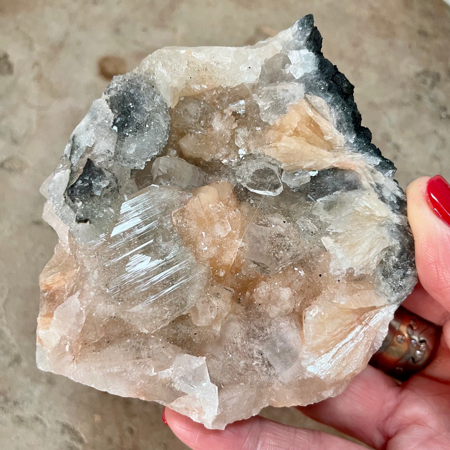 Apophyllite Stilbite and Chalcedony cluster