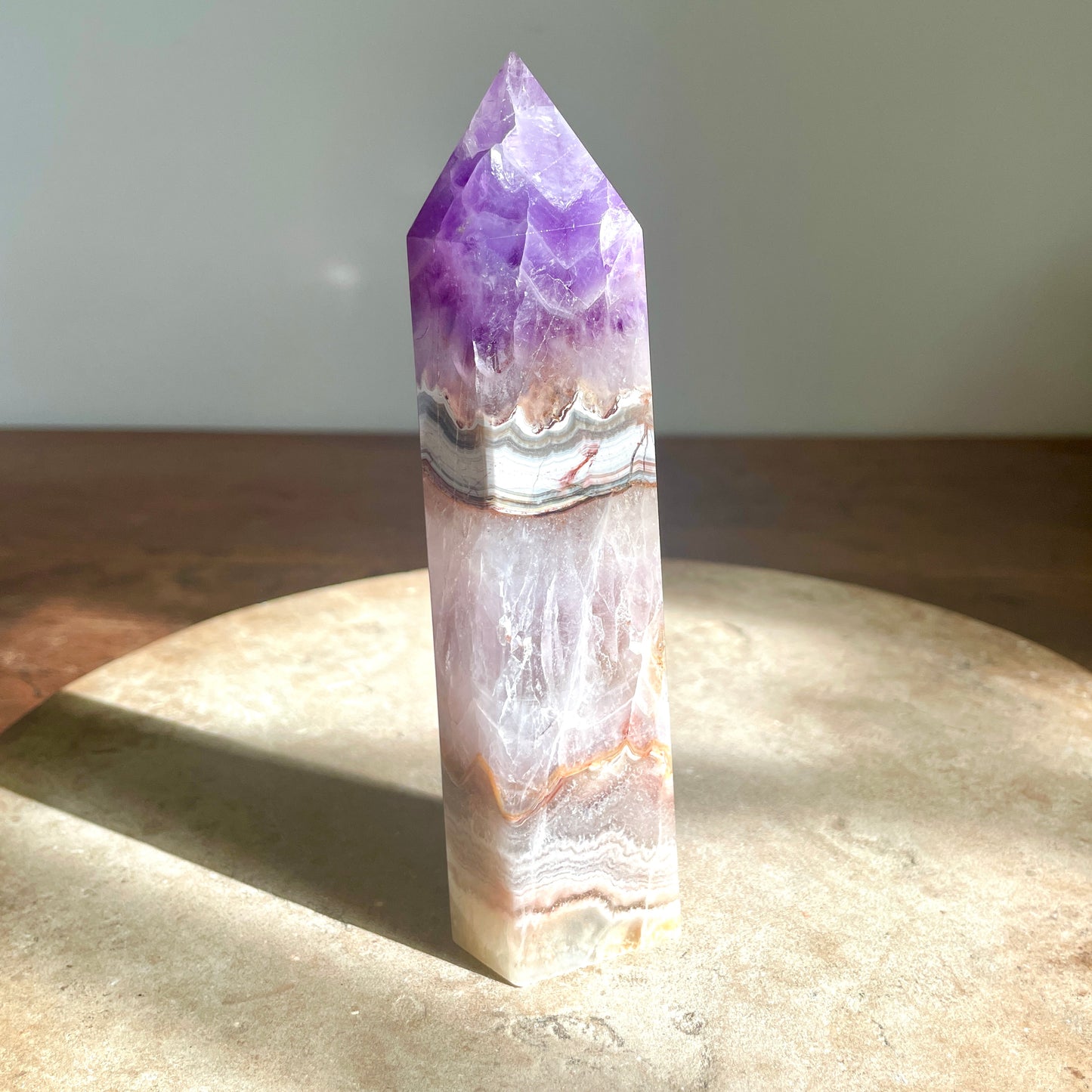 Amethyst Tower with Mexican Crazy lace agate tower 15.5CM