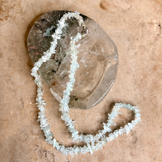 Aquamarine Crystal Chip Necklace 18"