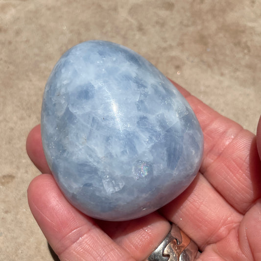 Blue Calcite Palm stone  4CM