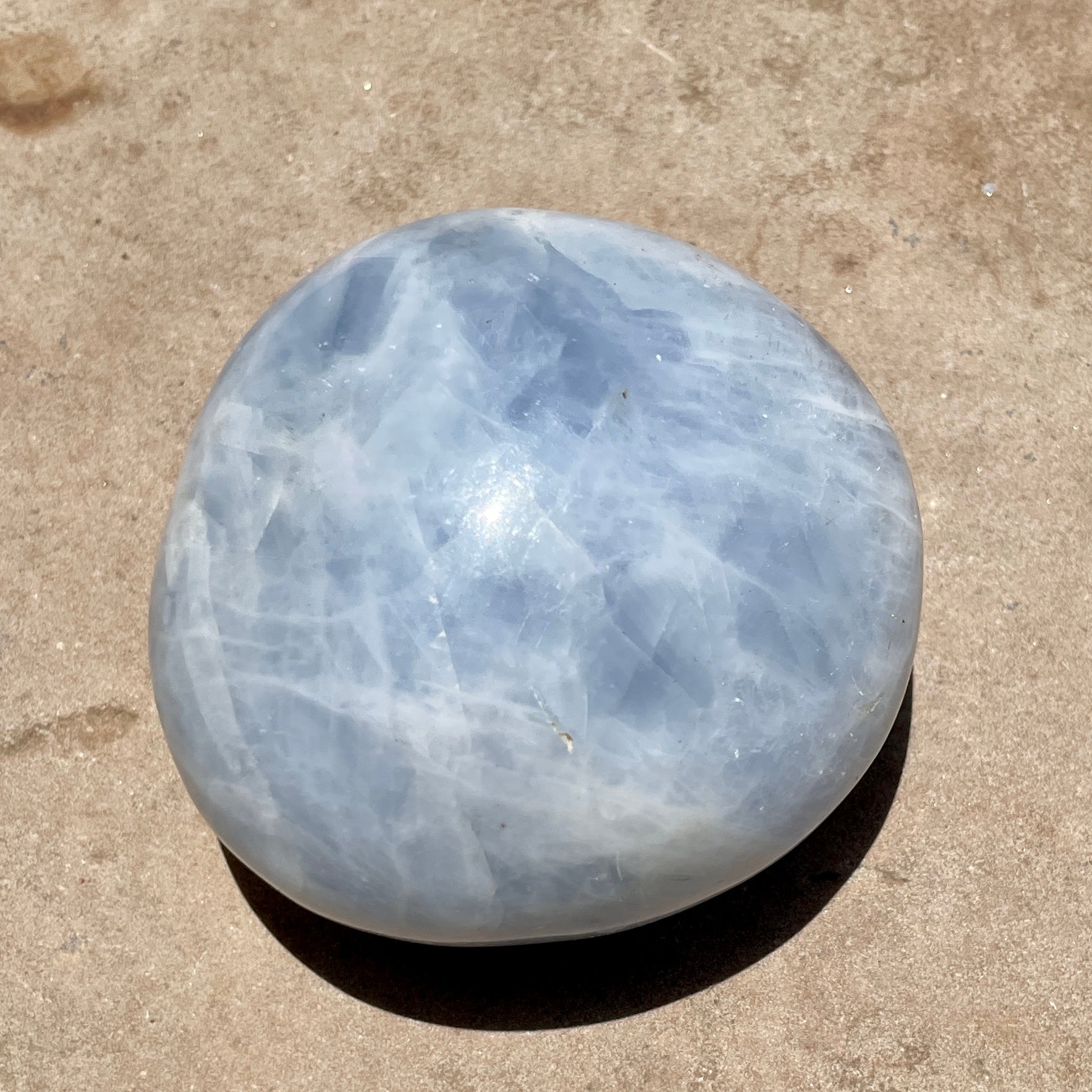 Blue Calcite Palm stone  6CM