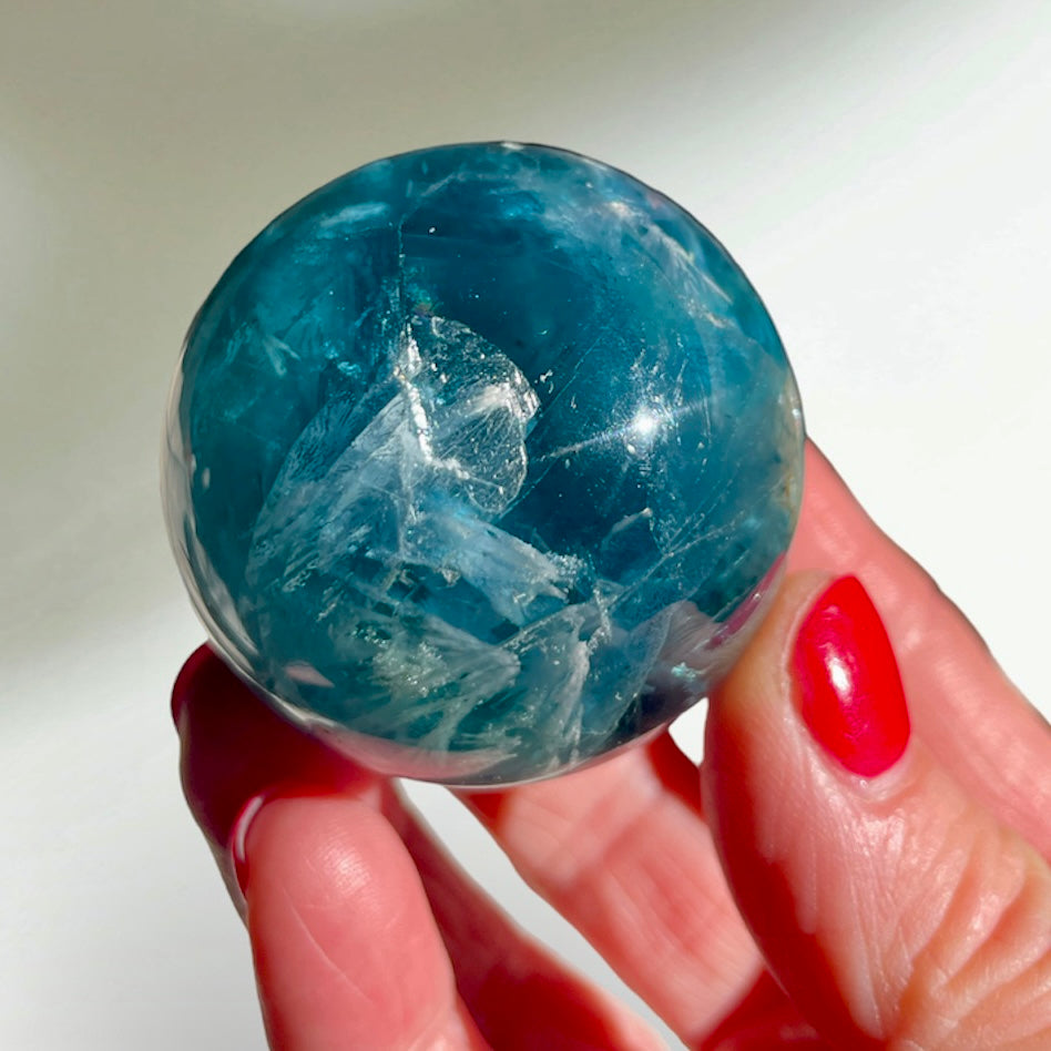 Rainbow Fluorite Feather Sphere 4CM