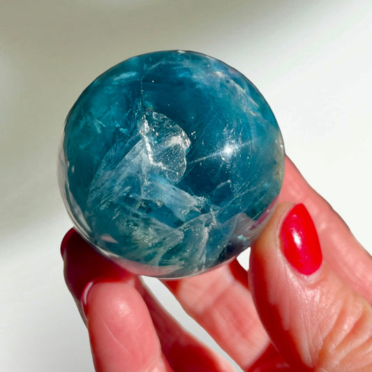 Rainbow Fluorite Feather Sphere 4CM