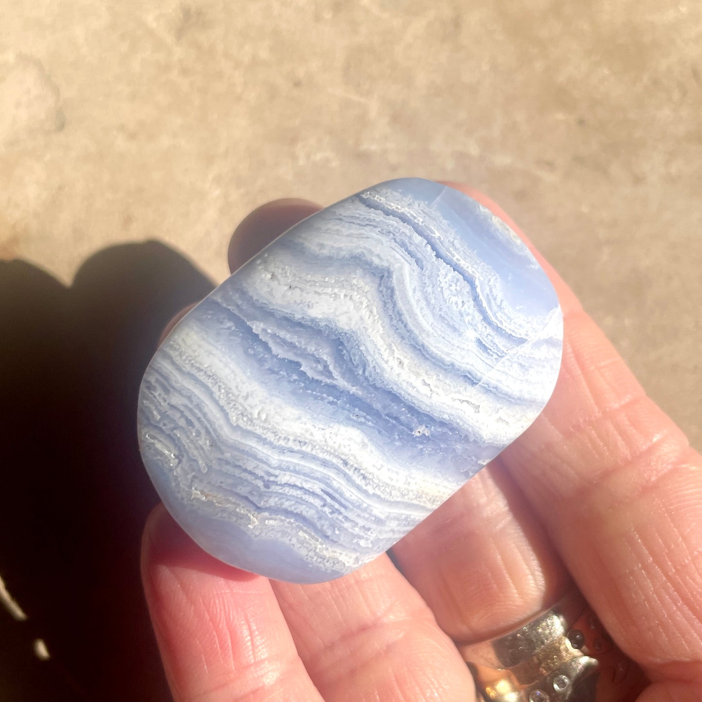 Blue Lace Agate palm stone 4.5CM