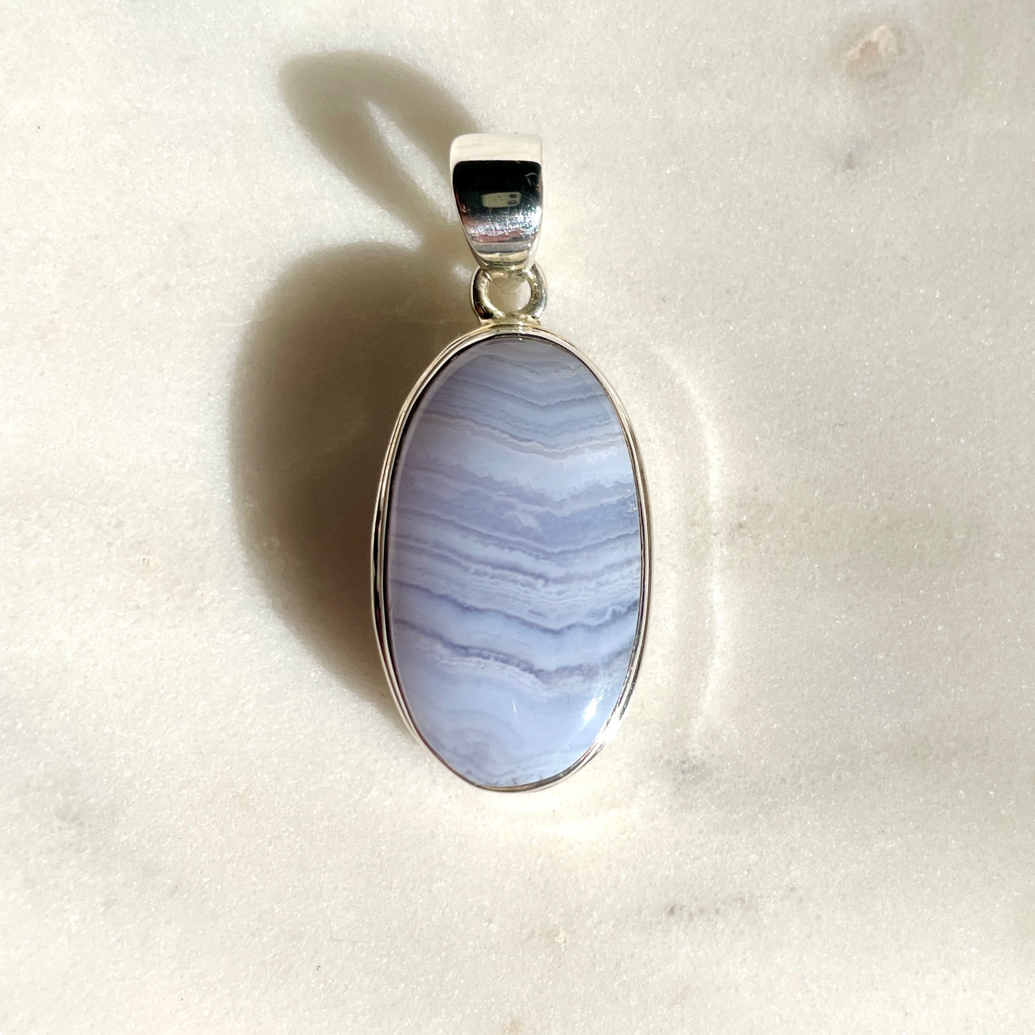 Blue Lace agate pendant | 925 SS