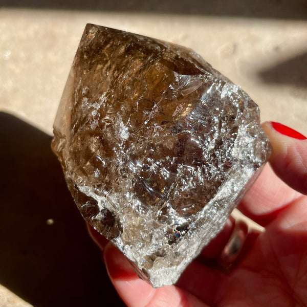 Smokey Quartz cut base point  7CM