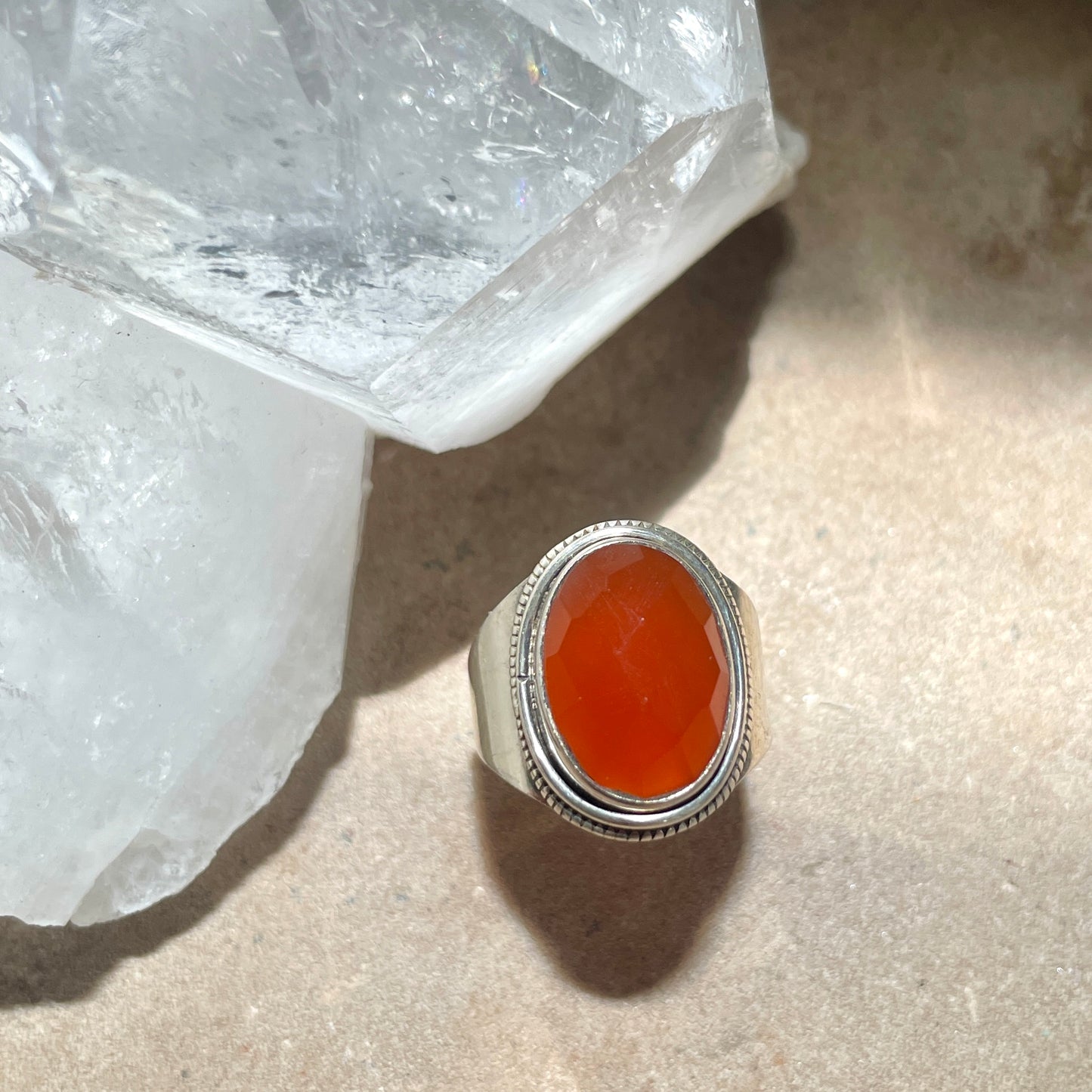 Carnelian ring | 925 Silver | Size 6.5