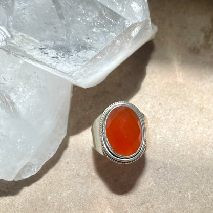 Carnelian ring | 925 Silver | Size 6.5