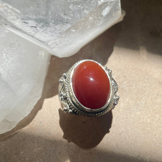 Carnelian ring | 925 Silver | Size 8