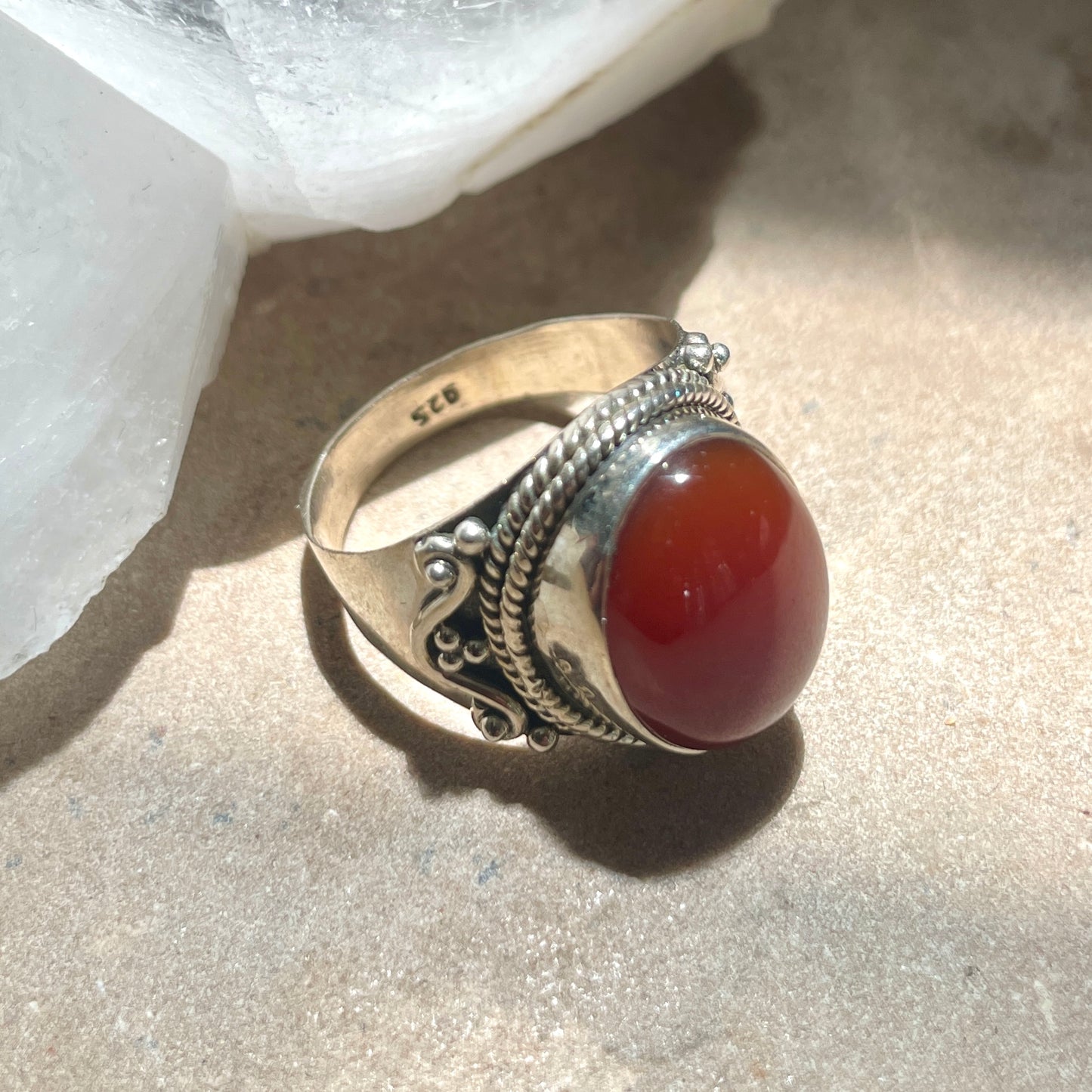 Carnelian ring | 925 Silver | Size 8