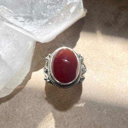 Carnelian ring | 925 Silver | Size 8
