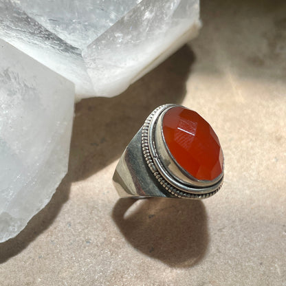 Carnelian ring | 925 Silver | Size 6.5