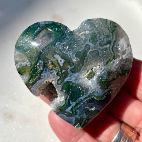 Moss Agate Heart 7CM