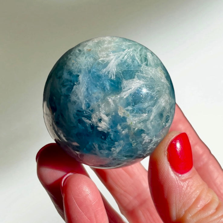 Rainbow Fluorite Feather Sphere 4CM