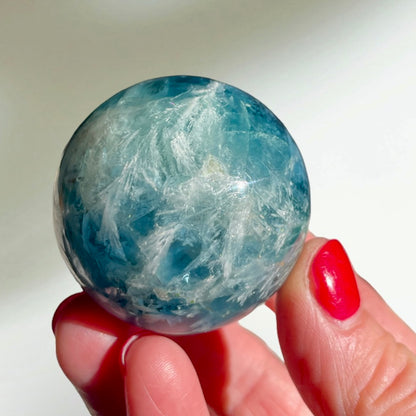 Rainbow Fluorite Feather Sphere 4CM