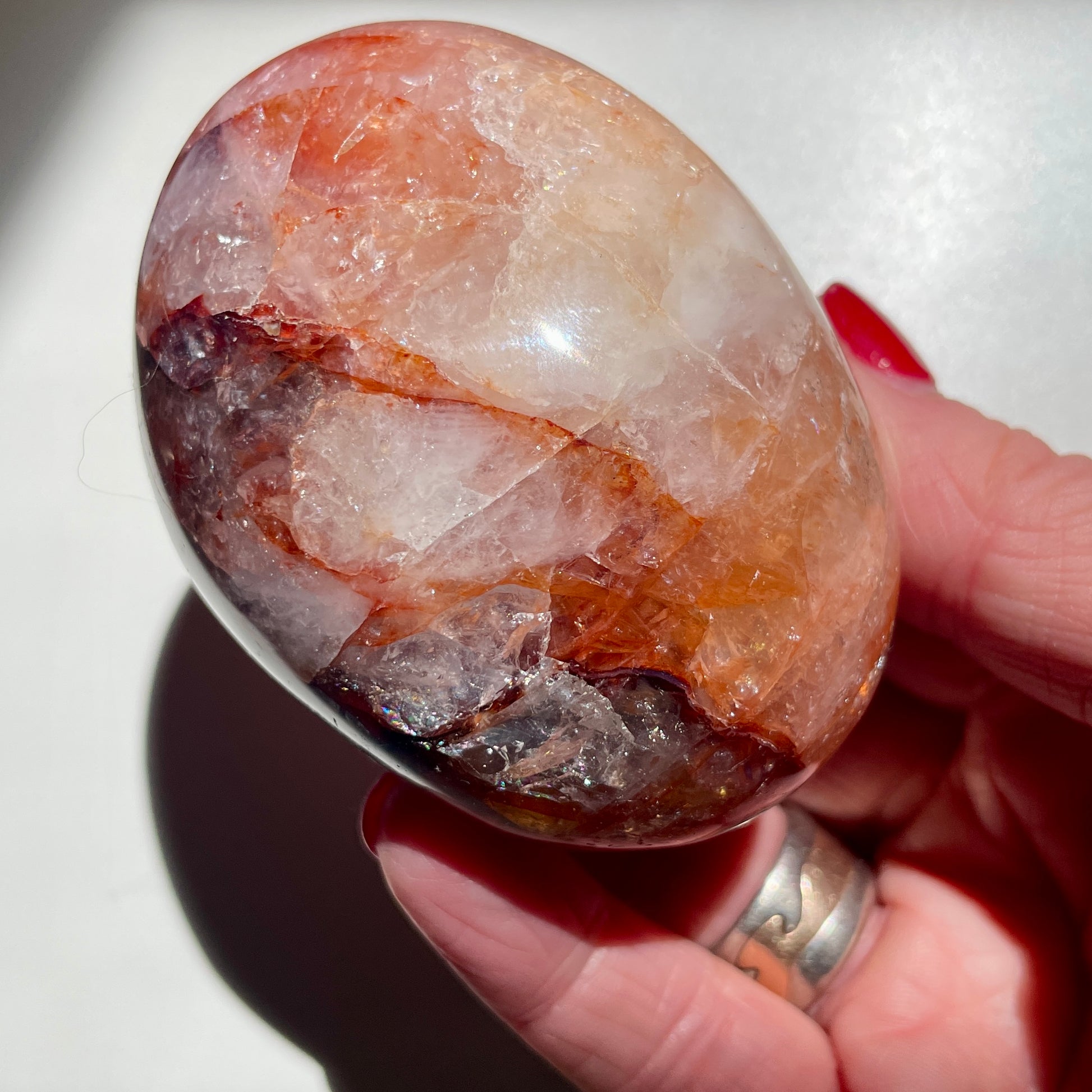 Fire Quartz Palm stone 7CM