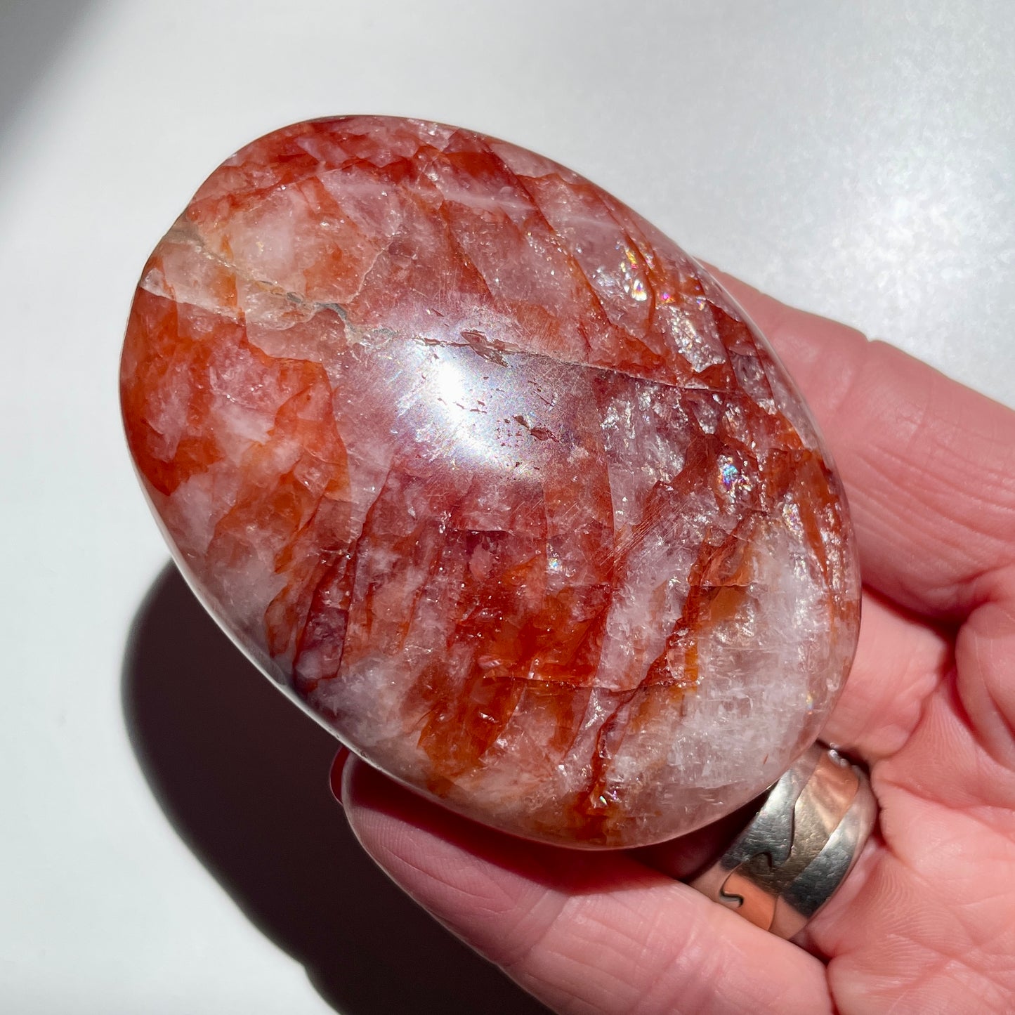 Fire Quartz Palm stone 7CM