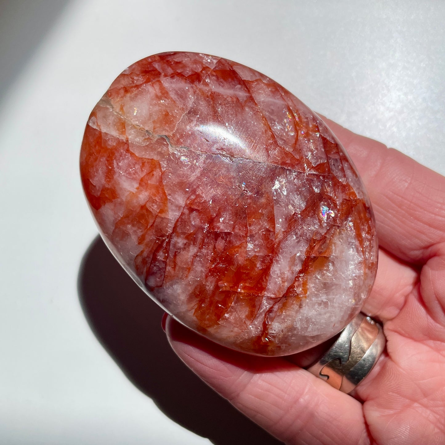 Fire Quartz Palm stone 7CM
