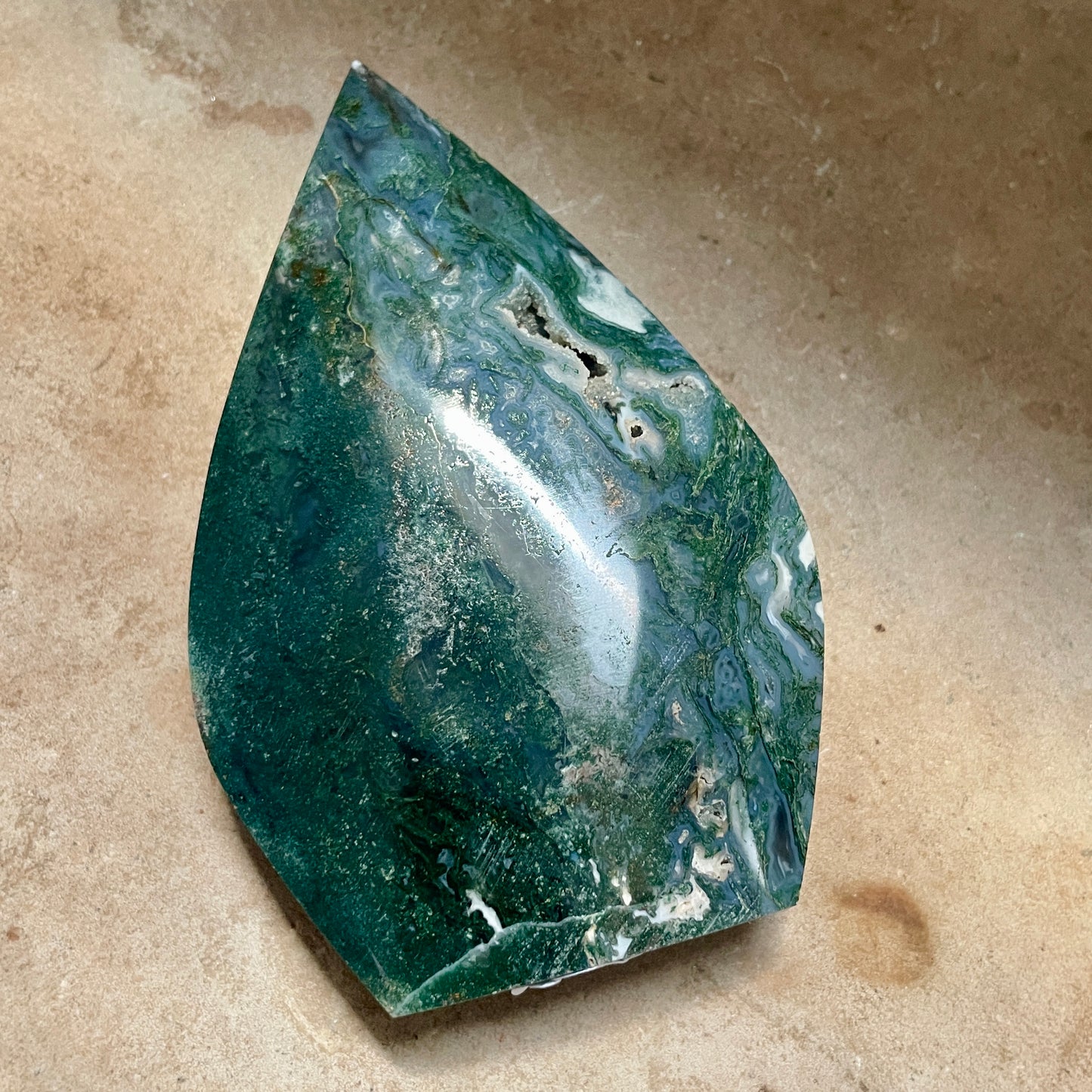 Moss Agate Crystal flame 10CM