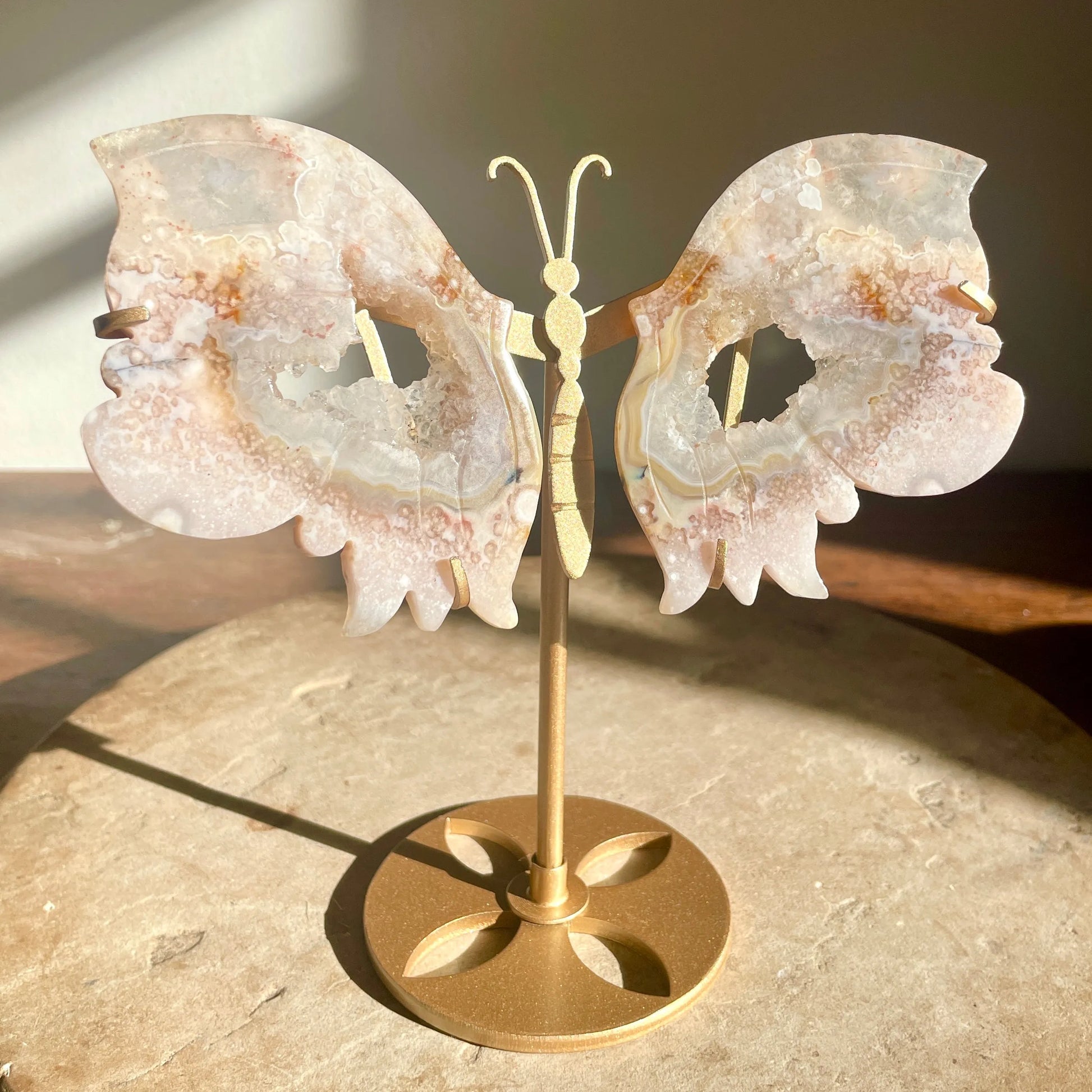 Flower Agate druzy butterfly wings