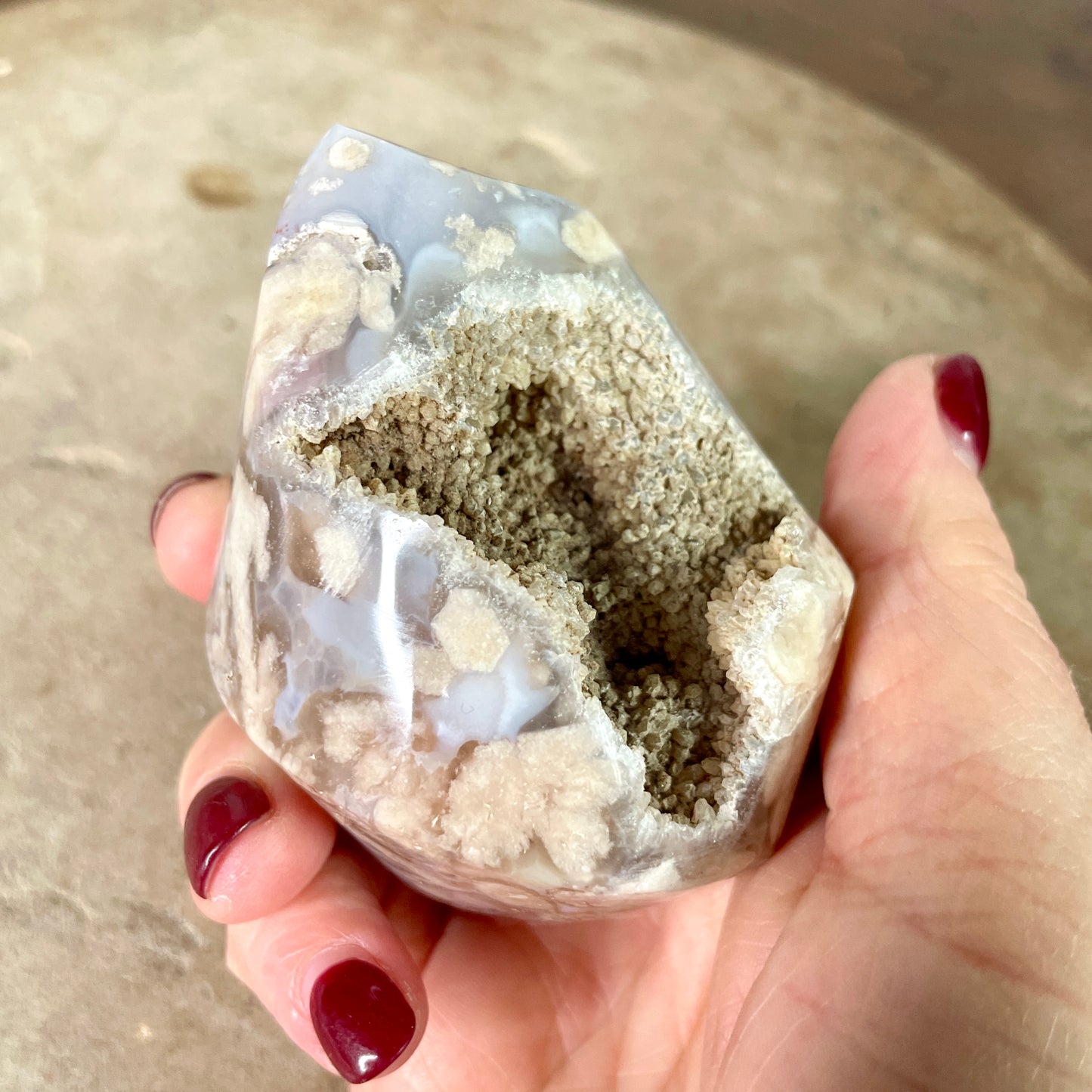 Flower Agate Druzy flame 7CM