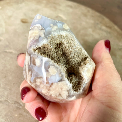 Flower Agate Druzy flame 7CM